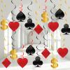 60 Pack Casino Theme Party Decorations Las Vegas Hanging Swirl Red Black Poker Paper Cutouts Party Ceiling for Casino Night Las Vegas Night Baby Shower Birthday Party Supplies Decor Supplies view 1