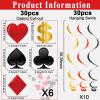 60 Pack Casino Theme Party Decorations Las Vegas Hanging Swirl Red Black Poker Paper Cutouts Party Ceiling for Casino Night Las Vegas Night Baby Shower Birthday Party Supplies Decor Supplies view 2