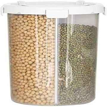 ZARUX Storage Jar air Tight Storage Jars Canisters 4 Grids Kitchen Cereal DispenserPlastic Flour Grain Rice Storage Box Dry Food Container Jar (Size : 3600ML)