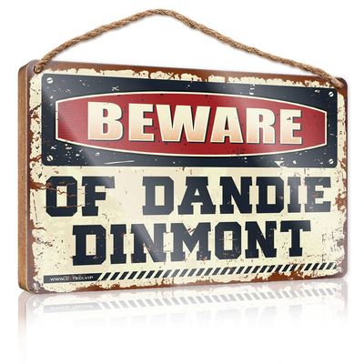 CakJuice Bathroom Signs for Door Beware of Dandie Dinmont Wooden Sign Spring Porch Decor Front Porch Decor Ideas (Size : 23X35CM)