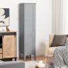 COSTWAY Tall Bathroom Storage Cabinet, 5-Tier Freestanding Linen Tower Cabinet with 2 Doors, Wooden Side Storage Organizer, Narrow Slim Floor Cabinet for Bathroom, Living Room, Kitchen (Grey) view 2