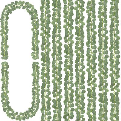 CQURE 16Pcs Eucalyptus Garland,Artificial Eucalyptus Leaves Table Greenery Garland Wreath Vines for Wedding Party Table Fireplace Bedroom Wall Room Decor