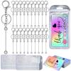 Sasylvia 60 Pcs Beadable Keychain Bars Bulk Making Kit 20 Beaded Keychain 20 Bag 20 Thank You Cards for DIY Keyrings Charms(Silver) view 1