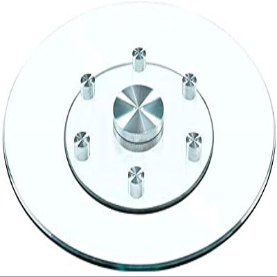 Tempered Glass Lazy Susan Turntable, Round Glass Table Top Tabletop Rotating Serving Tray for Dining Table Rotating Serving Plate, Anti-tilt Auxiliary Wheels (Size : 80cm)
