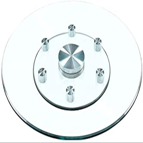 Tempered Glass Lazy Susan Turntable, Round Glass Table Top Tabletop Rotating Serving Tray for Dining Table Rotating Serving Plate, Anti-tilt Auxiliary Wheels (Size : 80cm)