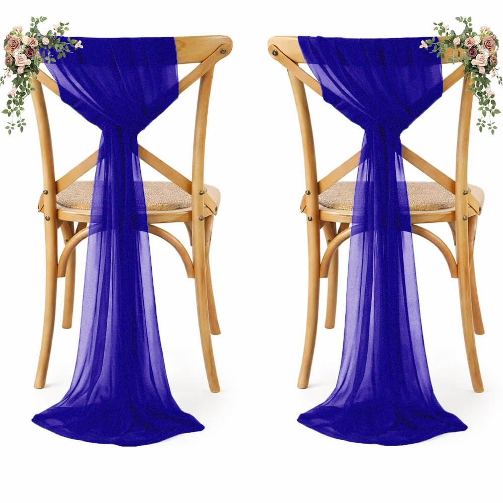 MDS Pack of 100 Chiffon Chair Sashes for Wedding & Event Dcor - Royal Blue