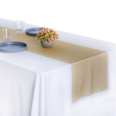 MDS Pack of 25 Wedding 12 x 108 inches Chiffon Table Runner for Wedding, Decorations for Birthday Parties, Banquets, Graduations, Engagements, Runners fit Rectangle, Round Table - Champagne Gold