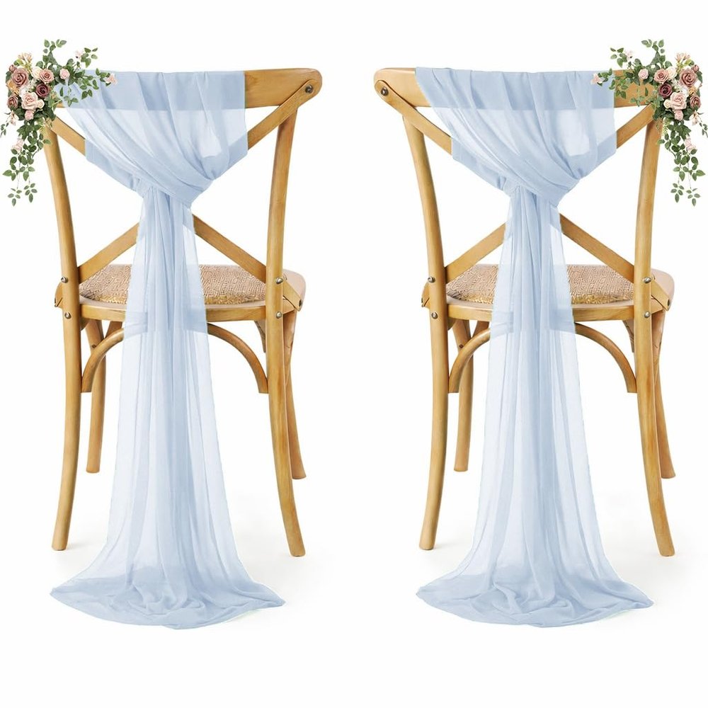 MDS Pack of 125 Chiffon Chair Sashes for Wedding & Event Dcor - Baby Blue