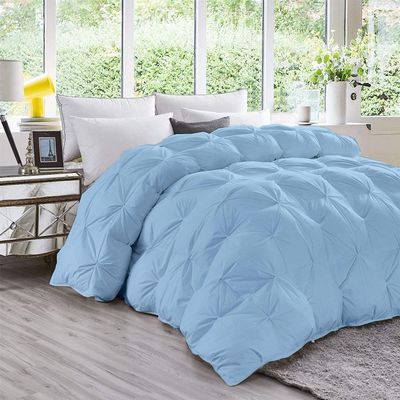800-TC Pinch Pleated Down Comforter Super King Plus 120x120 inches 5-Piece All-Season Duvet Insert & 4pc Pillow Shams, 500 GSM Micro Fill With All Side Corner Tabs 100% Microfiber Fill Power
