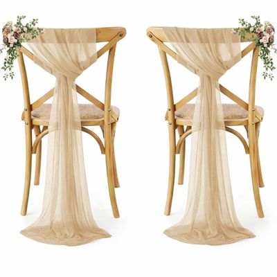 Pack of 125 Chiffon Chair Sashes for Wedding & Event Dcor - Champagne Gold