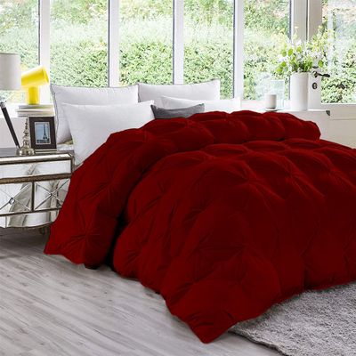 800-TC Pinch Pleated Down Comforter Grand King Size 106 x 106 Inches 5-Piece All-Season Duvet Insert & 4pc Pillow Shams, 500 GSM Micro Fill With All Side Corner Tabs 100% Microfiber Fill Power