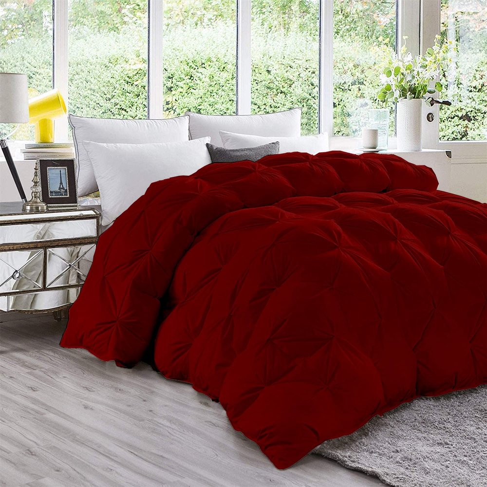800-TC Pinch Pleated Down Comforter Grand King Size 106 x 106 Inches 5-Piece All-Season Duvet Insert & 4pc Pillow Shams, 500 GSM Micro Fill With All Side Corner Tabs 100% Microfiber Fill Power