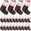 Fovths 24 Pack 18 Inch Red Green Buffalo Plaid Christmas Felt Stockings with White Plush Trim Large Red Buffalo Plaid Fireplace Hanging Stockings for Family Holiday Decoration Christmas Party Favors view 1