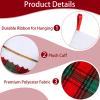 Fovths 24 Pack 18 Inch Red Green Buffalo Plaid Christmas Felt Stockings with White Plush Trim Large Red Buffalo Plaid Fireplace Hanging Stockings for Family Holiday Decoration Christmas Party Favors view 3