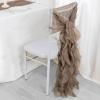 Balsa Circle 50 Taupe Premium Curly Chiffon Chair Cover Caps with Sashes for Wedding Party Ceremony Reception Decorations Washable Elegant Chair Decor view 2