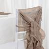 Balsa Circle 50 Taupe Premium Curly Chiffon Chair Cover Caps with Sashes for Wedding Party Ceremony Reception Decorations Washable Elegant Chair Decor view 3