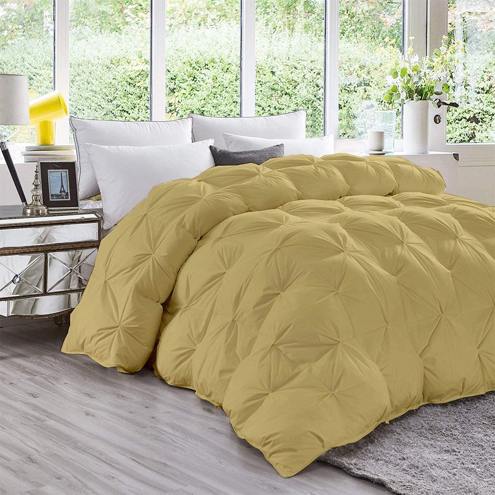 800-TC Pinch Pleated Down Comforter Oversized Queen Size 98 x 98 Inches 5-Piece All-Season Duvet Insert & 4pc Pillow Shams, 500 GSM Micro Fill With All Side Corner Tabs 100% Microfiber Fill Power