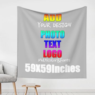 NALAHOME Custom Tapestry For Home Decor 59x59 inch Square Personalized Funny Wall Hanging Art Tapestries Custom Backdrops Banners and Signs Posters Flags for Bedroom Living Room Gainsboro