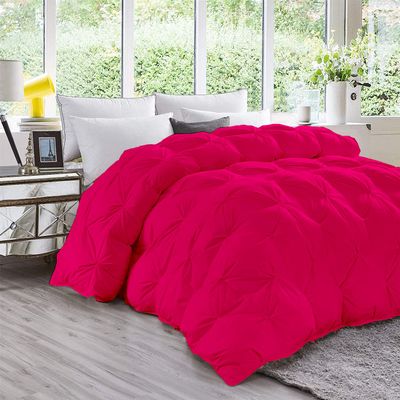 800-TC Pinch Pleated Down Comforter Oversized Queen Size 98 x 98 Inches 5-Piece All-Season Duvet Insert & 4pc Pillow Shams, 500 GSM Micro Fill With All Side Corner Tabs 100% Microfiber Fill Power