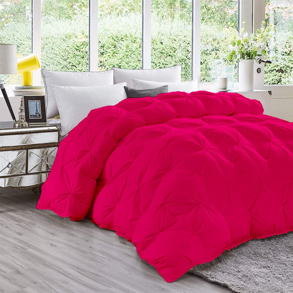 800-TC Pinch Pleated Down Comforter Oversized Queen Size 98 x 98 Inches 5-Piece All-Season Duvet Insert & 4pc Pillow Shams, 500 GSM Micro Fill With All Side Corner Tabs 100% Microfiber Fill Power