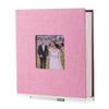 HoneyTolly Large Photo Album Self Adhesive, DIY Scrapbook Album for 4x6 8x10 10x12 Pictures, 60 Pages Linen Cover Memory Book, Ideal Gift for Family Wedding Baby Christmas Anniversary(Pink) view 1