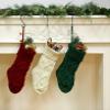 Fesciory 1 Pack Christmas Stockings, 14 Inches Cable Knitted Stocking Gifts & Decoration for Family Holiday Xmas Party Decor, Burgundy view 4