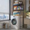 SieHam Bathroom Storage,Washer Storage Frames Floor Standing Punch Free Suitable for Over Toilet Eco-Friendly Steel Pipe Washinghine Rack,Anti-Rust Round Tube Storage Shelf/Black view 1