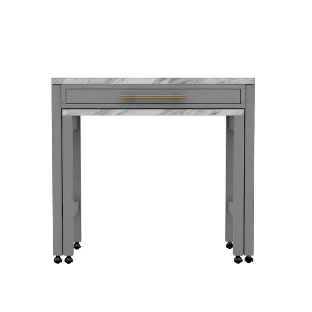 Simple Relax Faux Marble Top Counter Height Table, White, Light Gray
