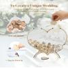 Qivine Guest Book Alternative, Wooden Heart Wedding Decor Guest Book, Acrylic Wedding Souvenirs for Guests with Storage Box Stand for Weddings, Anniversary, Ceremony (C) view 3