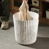 Freestanding Laundry Hamper, Plastic With Handle Washing Bin Tote Bag, Round Hampers For Bedroom,Laundry,Clothes,Toys (Color : Gray) view 3