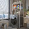 SieHam Bathroom Storage,Washer Storage Frames Floor Standing Punch Free Suitable for Over Toilet Eco-Friendly Steel Pipe Washinghine Rack,Anti-Rust Round Tube Storage Shelf/White view 1