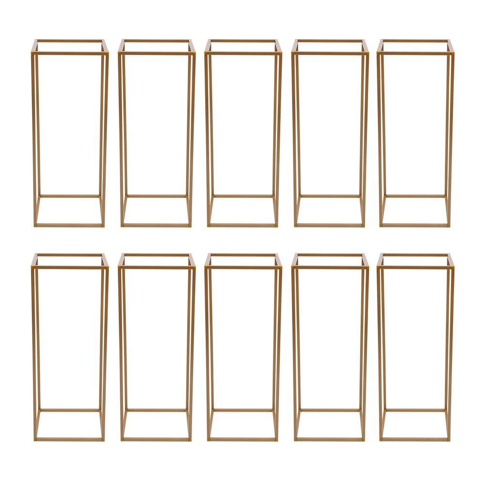 LOYALHEARTDY 10PCS Gold Flower Vase for Centerpieces, 23.62inch Tall Metal Wedding Flower Stand, Wedding Centerpieces for Tables, Geometric Flower Vase Stand for Party