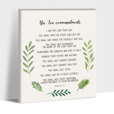 10 Commandments Canvas Prints, The Ten Commandments Wall Art Framed, Inspirational Quotes Artwork for Office, Christian Quotes Canvas Wall Art, Bible Verse Wall Art for Christians Room 24x36 Inches