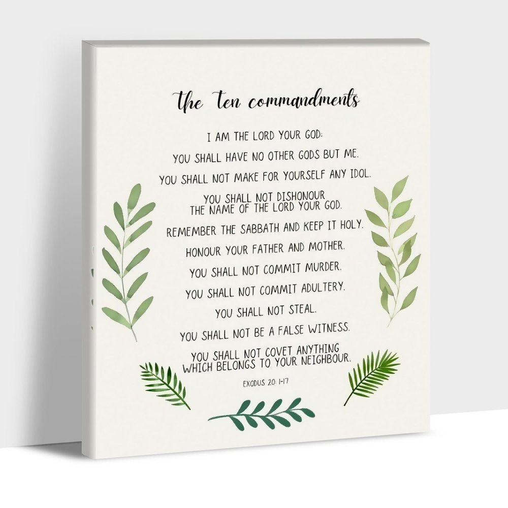 10 Commandments Canvas Prints, The Ten Commandments Wall Art Framed, Inspirational Quotes Artwork for Office, Christian Quotes Canvas Wall Art, Bible Verse Wall Art for Christians Room 24x36 Inches