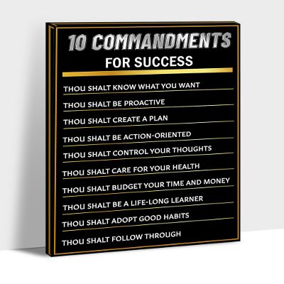 10 Commandments Canvas Prints, The Ten Commandments Wall Art Framed, Inspirational Quotes Artwork for Office, Christian Quotes Canvas Wall Art, Bible Verse Wall Art for Christians Room 28x40 Inches