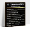 10 Commandments Canvas Prints, The Ten Commandments Wall Art Framed, Inspirational Quotes Artwork for Office, Christian Quotes Canvas Wall Art, Bible Verse Wall Art for Christians Room 28x40 Inches view 1