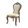 Benjara 24 Inch Side Dining Chair, Set of 2, Vintage Oak Chenille, Beige and Brown view 1
