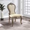 Benjara 24 Inch Side Dining Chair, Set of 2, Vintage Oak Chenille, Beige and Brown view 2
