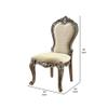 Benjara 24 Inch Side Dining Chair, Set of 2, Vintage Oak Chenille, Beige and Brown view 3