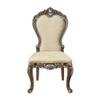 Benjara 24 Inch Side Dining Chair, Set of 2, Vintage Oak Chenille, Beige and Brown view 4