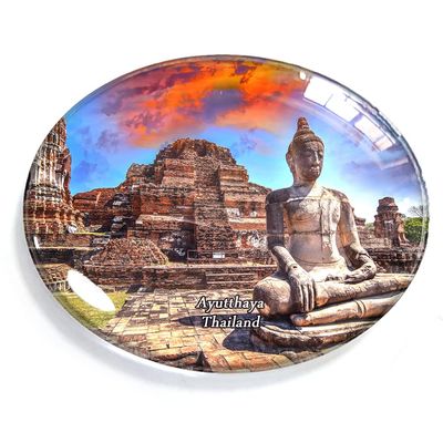 Ayutthaya Thailand Magnet Fridge Refrigerator Freezer Magnet Sticker Souvenir Decorations Oval Crystal Magnet Kitchen Whiteboard
