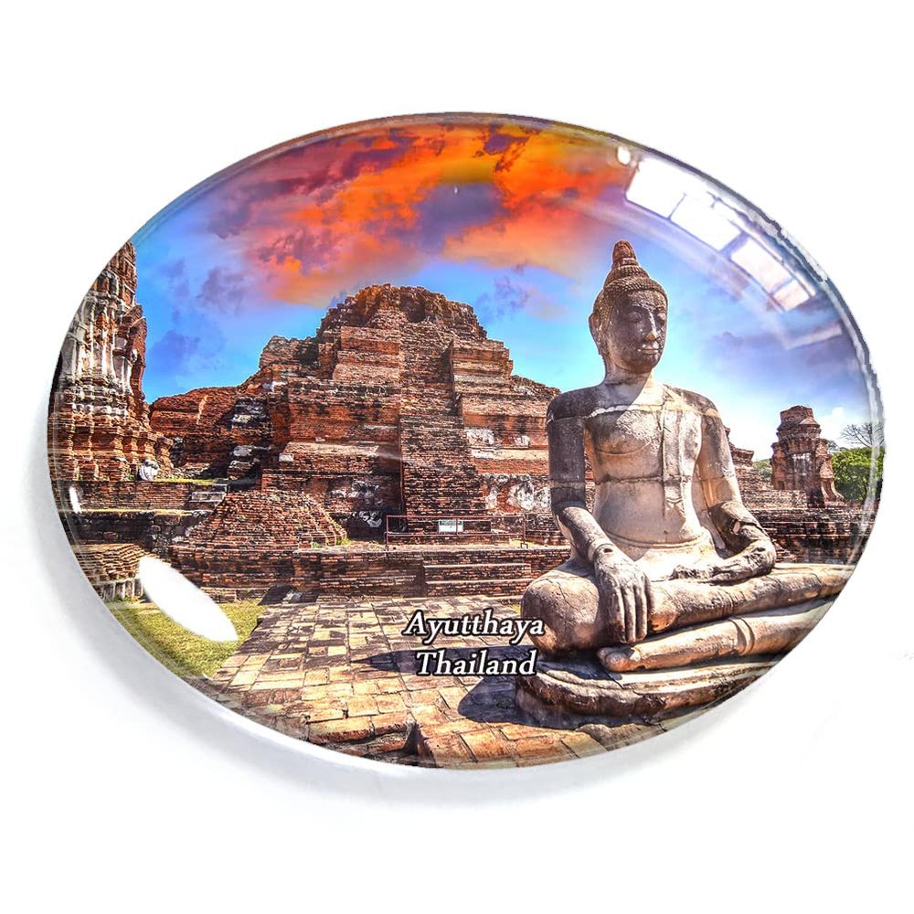 Ayutthaya Thailand Magnet Fridge Refrigerator Freezer Magnet Sticker Souvenir Decorations Oval Crystal Magnet Kitchen Whiteboard