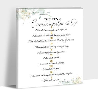 10 Commandments Canvas Wall Art, The Ten Commandments Poster Framed, Motivational Quotes Wall Art for Office, Christian Quotes Canvas Wall Art, Bible Verse Wall Art for Christians Room 32x48 Inches