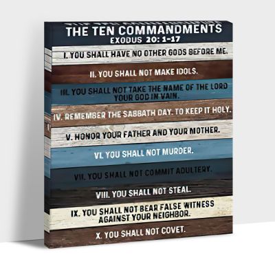 10 Commandments Canvas Prints, The Ten Commandments Wall Art Framed, Inspirational Quotes Artwork for Office, Christian Quotes Canvas Wall Art, Bible Verse Wall Art for Christians Room 32x48 Inches
