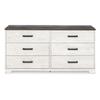 Benjara Wisp 59 Inch Wood Dresser, 6 Gliding Drawers, Rustic Crisp Finish, White and Gray view 2