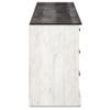 Benjara Wisp 59 Inch Wood Dresser, 6 Gliding Drawers, Rustic Crisp Finish, White and Gray view 4