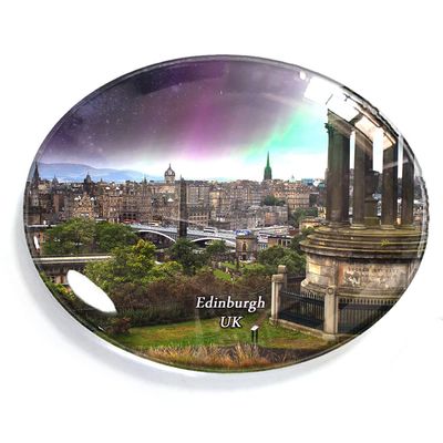 Edinburgh UK Magnet Fridge Refrigerator Freezer Magnet Sticker Souvenir Decorations Oval Crystal Magnet Kitchen Whiteboard