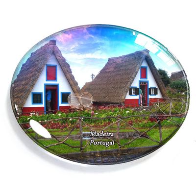Madeira Portugal Magnet Fridge Refrigerator Freezer Magnet Sticker Souvenir Decorations Oval Crystal Magnet Kitchen Whiteboard