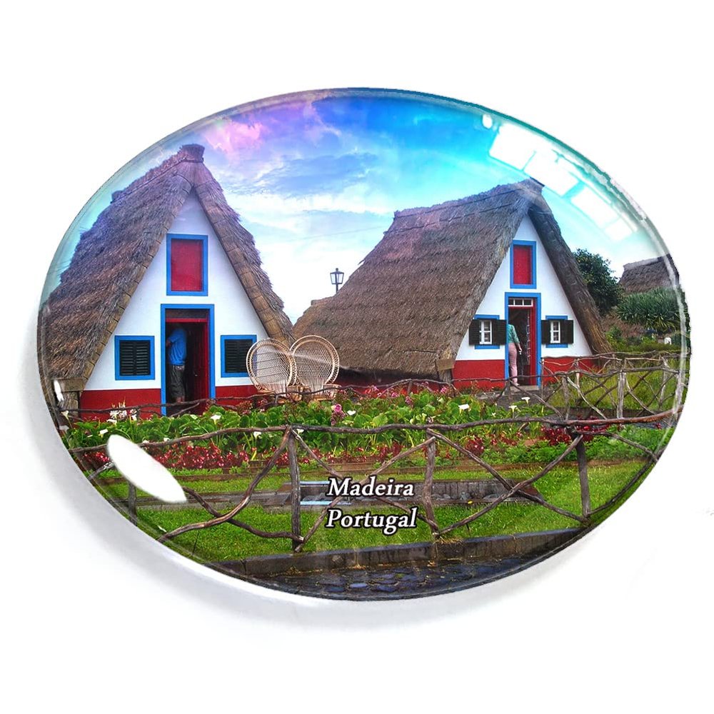 Madeira Portugal Magnet Fridge Refrigerator Freezer Magnet Sticker Souvenir Decorations Oval Crystal Magnet Kitchen Whiteboard
