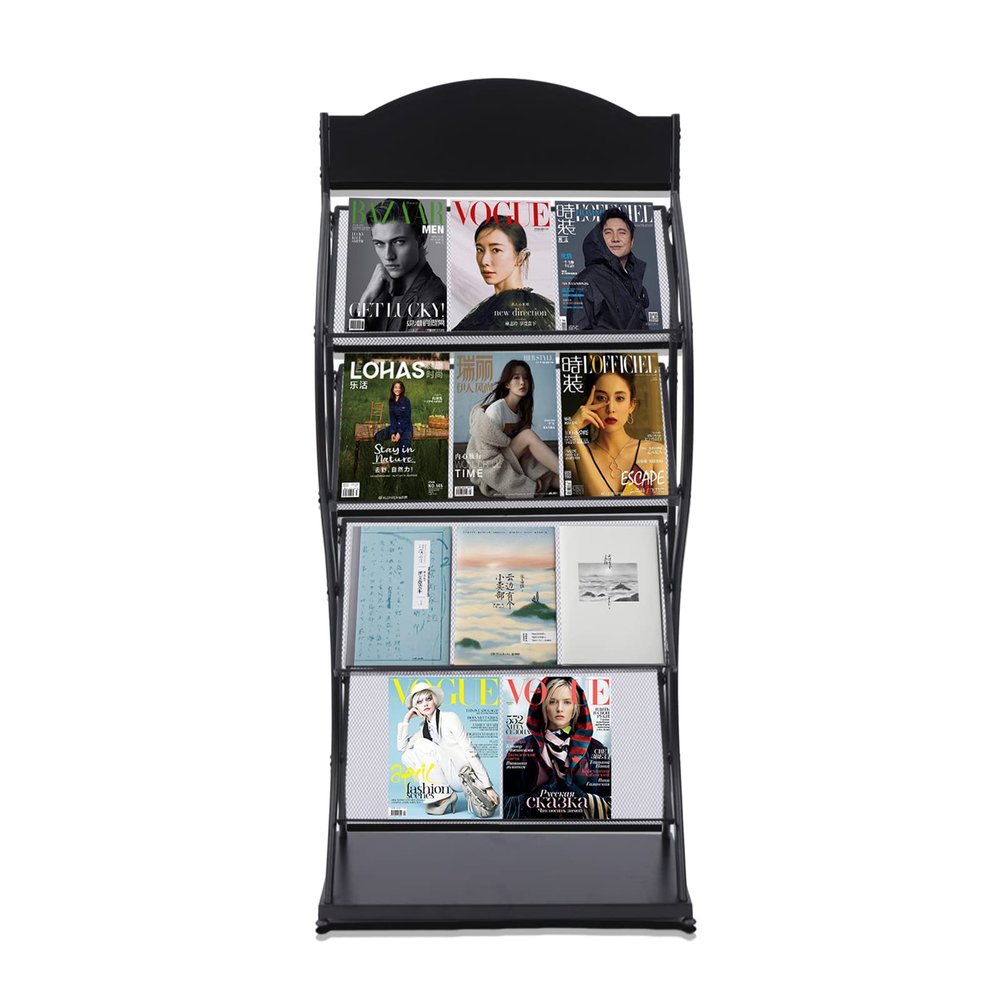 YINZINR 4 Tier Floor Stand Magazine Rack Libraries Books Plants Display Billboard Holder Brochure Display Stand